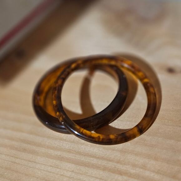 Boutique Retro Vintage-Style Tortoiseshell-Look Lucite Bangles ~ Casual - Picture 3 of 8